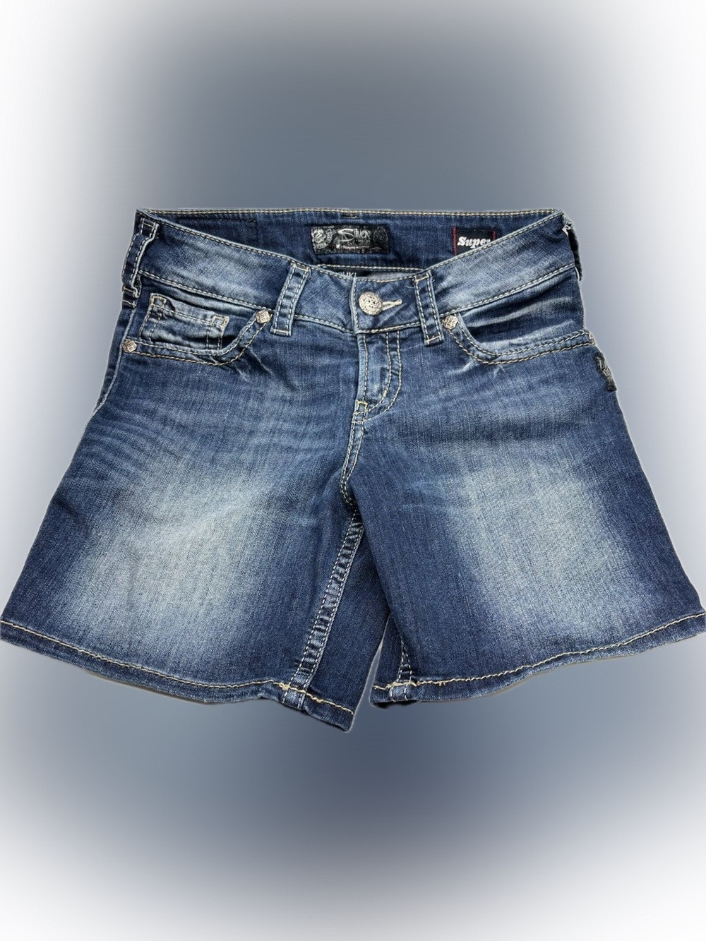 Silver Jeans Suki Mid Short Size W28 Super Stretch Medium Wash
